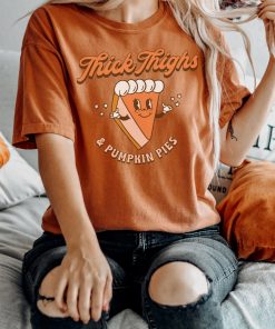 Retro Halloween Comfort Colors Shirt, Thick Thighs and Pumpkin Pies