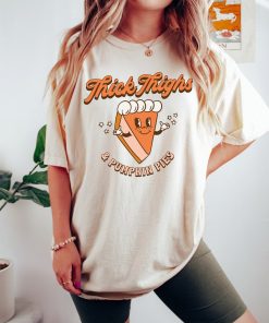 Retro Halloween Comfort Colors Shirt, Thick Thighs and Pumpkin Pies