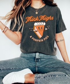 Retro Halloween Comfort Colors Shirt, Thick Thighs and Pumpkin Pies