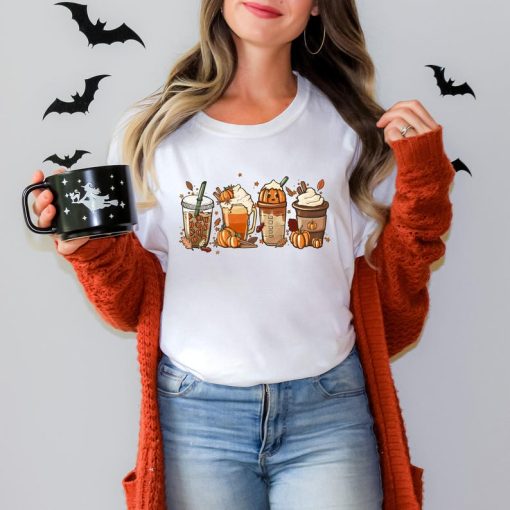 Comfort Colors Fall Coffee Pumpkin Shirt, Coffee Latte Shirt