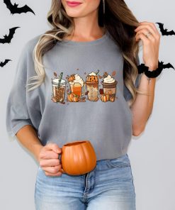 Comfort Colors Fall Coffee Pumpkin Shirt, Coffee Latte Shirt