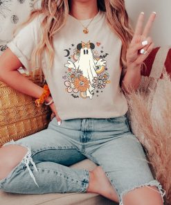 Retro Mickey Minnie Floral Ghost Halloween Shirt