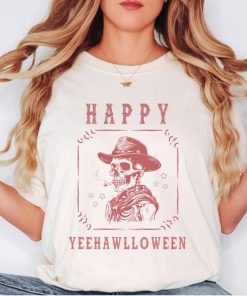 Happy Yeehawlloween T-Shirt, Spooky Skeleton Shirt