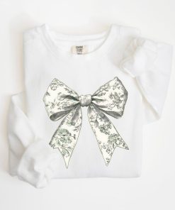 Coquette Bow Sweatshirt, Comfort Colors Green Ribbon Sweater