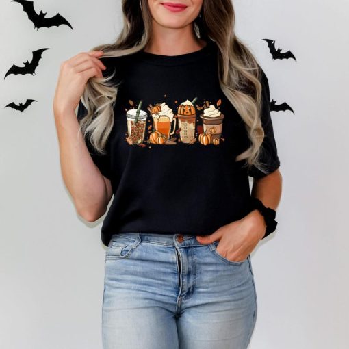 Comfort Colors Fall Coffee Pumpkin Shirt, Coffee Latte Shirt