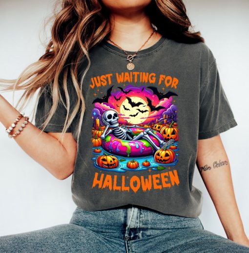 Just Waiting for Halloween Shirt, Cute Spooky Summer Halloween T Shirt