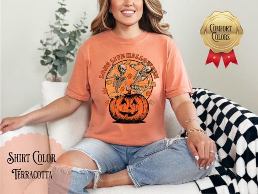 Comfort Colors® Dancing Skeleton Shirt, Retro Halloween Shirt