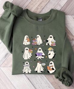 Ghost Reading Books shirt Sweatshirt Bookworm Shirt Halloween Bookish