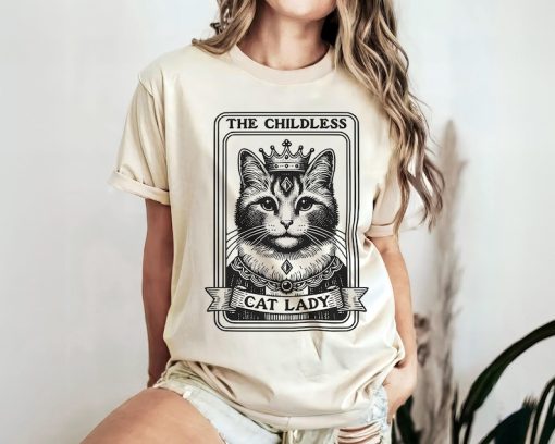 Tarot Card Shirt Childless Cat Lady for Kamala Shirt Cat Lover Gift