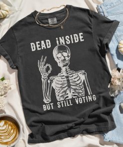 Dead Inside Vote Shirt Halloween Skeleton Shirt Kamala Harris Walz