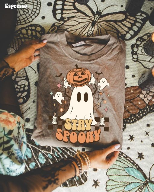 Retro Comfort Colors Ghost Shirt, Cute Fall Halloween Tee