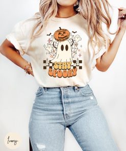 Retro Comfort Colors Ghost Shirt, Cute Fall Halloween Tee