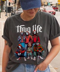 Vintage Thug Life Horror Movie Characters Halloween Costume Shirt