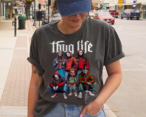 Vintage Thug Life Horror Movie Characters Halloween Costume Shirt