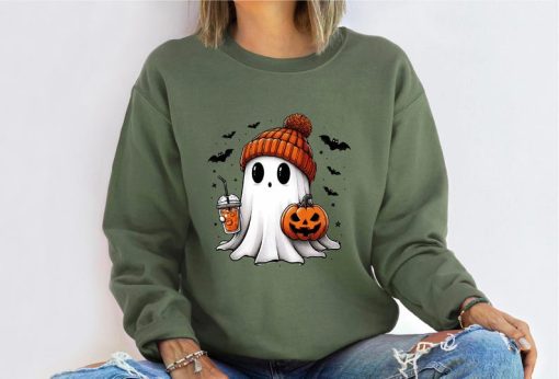 Halloween Cute Ghost Sweatshirt, Funny Halloween Shirt