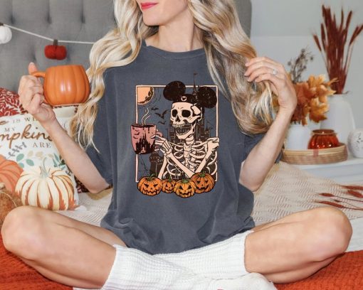 Comfort Colors® Halloween Disneyland Mickey Skeleton Coffee Shirt