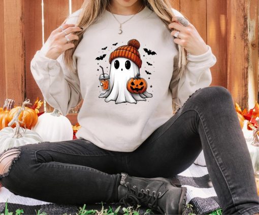 Halloween Cute Ghost Sweatshirt, Funny Halloween Shirt