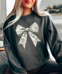 Coquette Bow Sweatshirt, Comfort Colors Green Ribbon Sweater