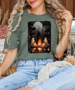 Comfort Colors Camping Halloween Ghost Reading Book Shirt