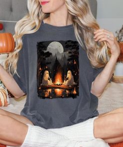 Comfort Colors Camping Halloween Ghost Reading Book Shirt